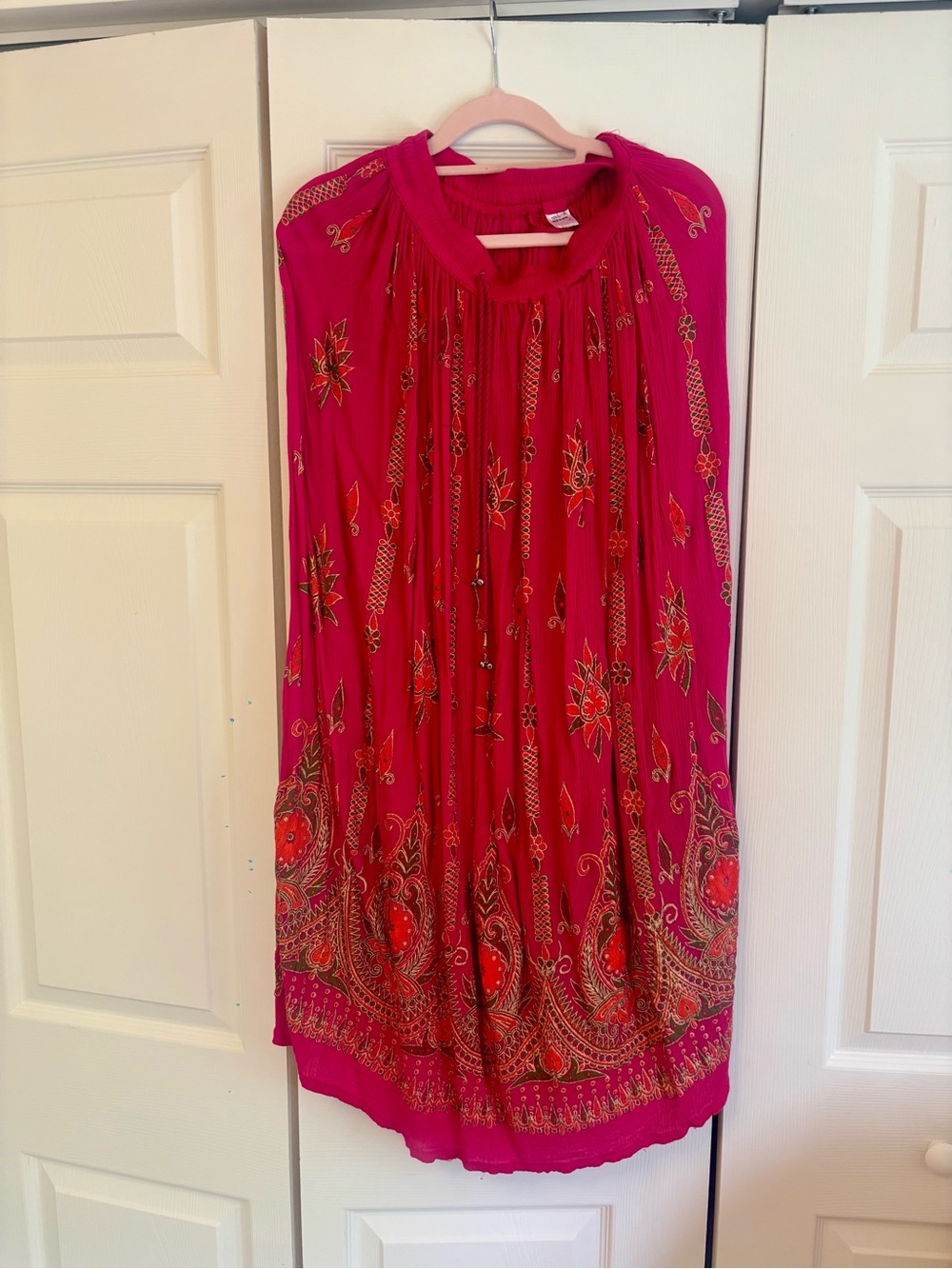 Pink Rayon Bohemian Paisley Maxi Skirt NWOT